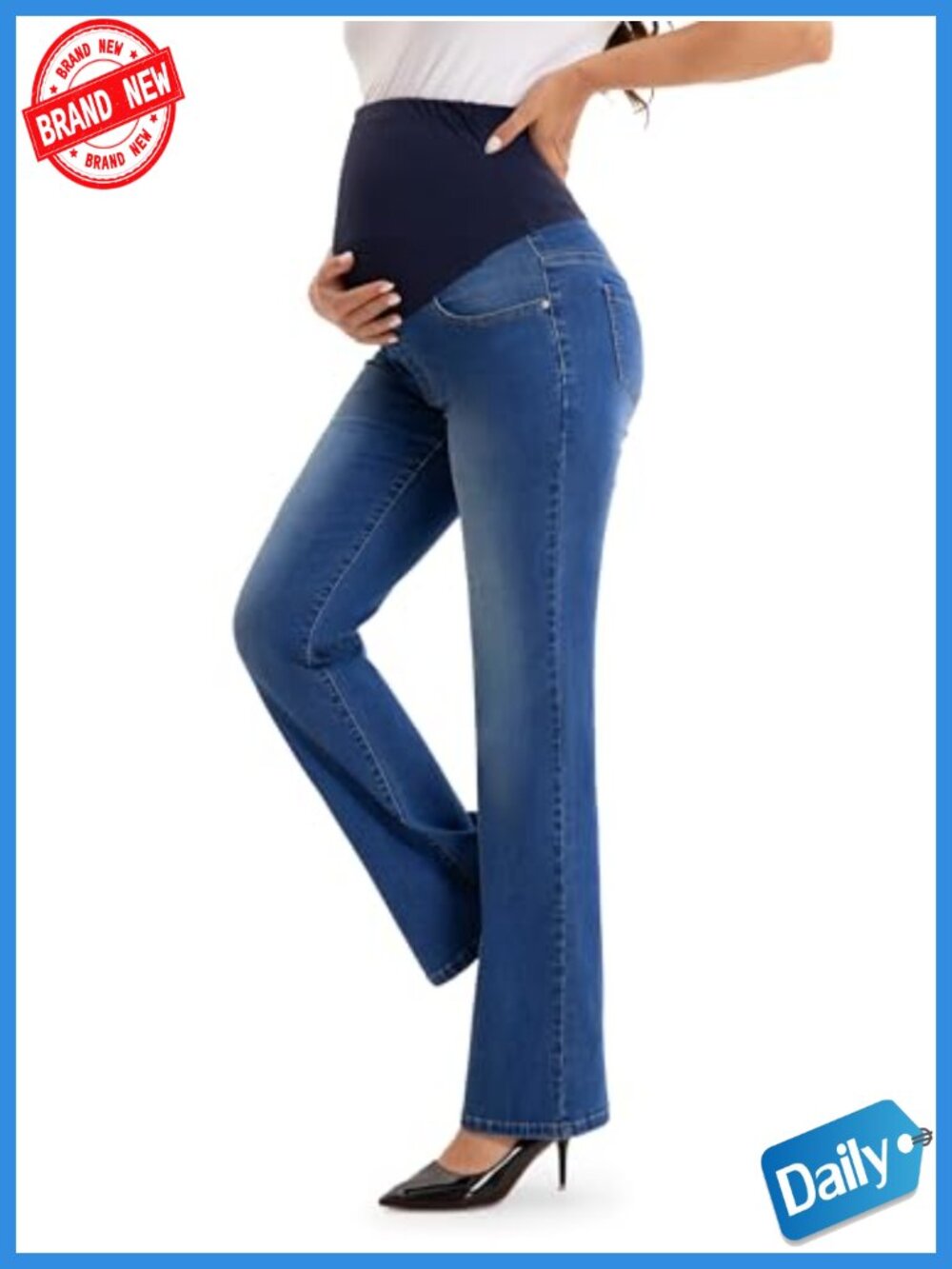 Maternity Bootcut Jeans Over The Belly Flare Stretch Denim Pockets 4 Lengths
